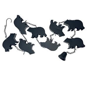 Black Bear Rain Chain - 75" Long with 8 3D Bear Designs, Weighted Bell